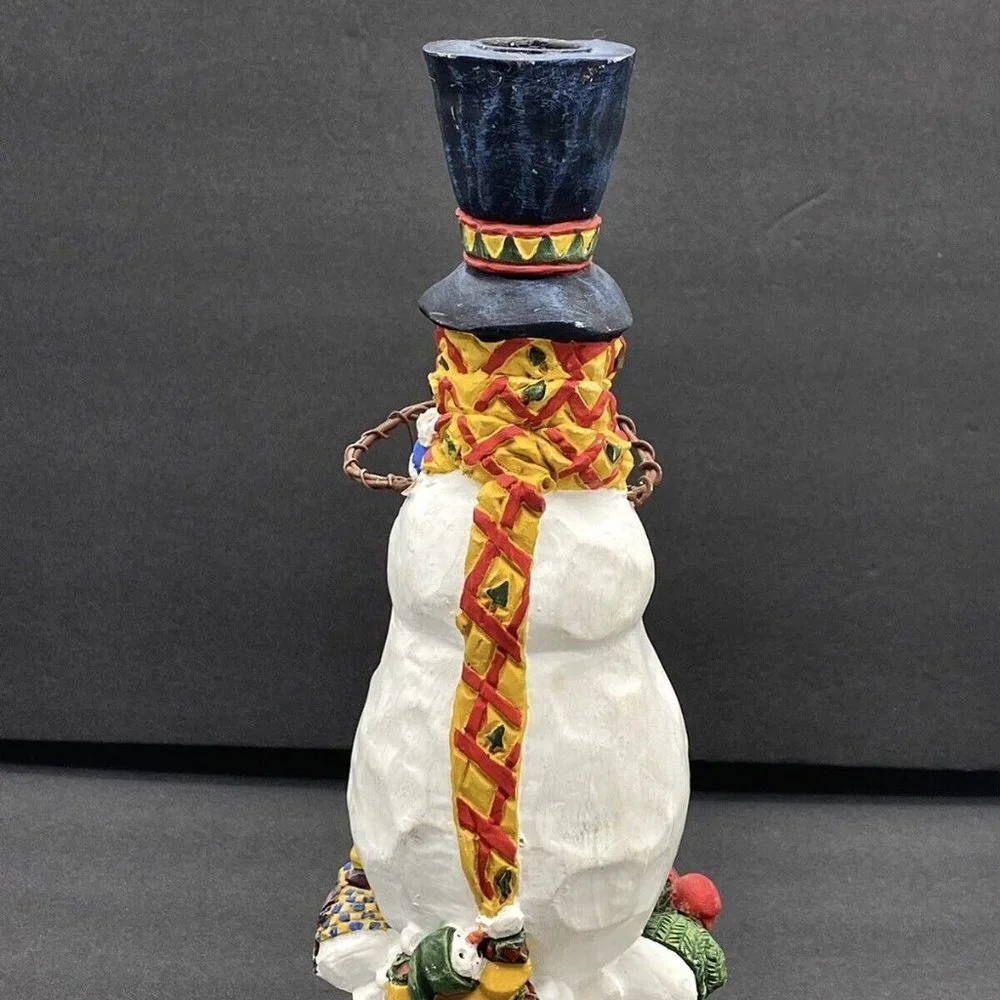 Vintage Y2K Dept 56‎ Christmas Country Snowman Taper Candle Holder Figurine 11